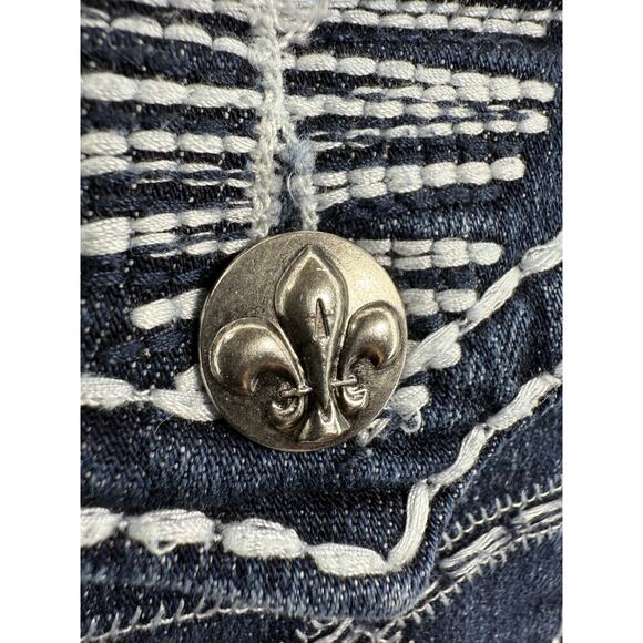 Miss Chic Women’s Jeans Size 5 Dark Wash Bootcut Embroidered Pocket EUC - Picture 8 of 16